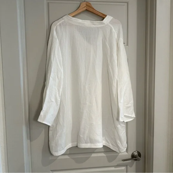Soft Surroundings White Crinkle Wide Sleeve Top Size 3X - Picture 6 of 8